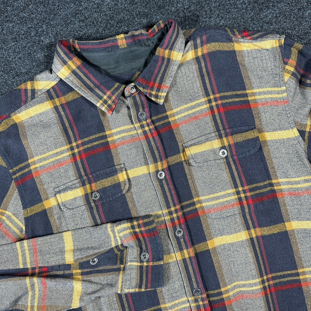 Prana‎ Shirt Mens XXL Black Plaid Long Sleeve Button Up Flannel Outdoor Thick